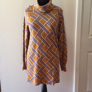 Retro geometric print sweater dress